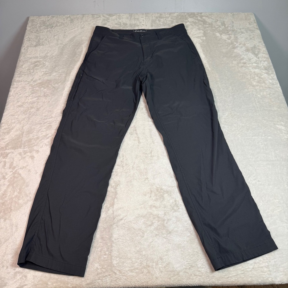 Eddie Bauer Travex Mens 34x32 Black Performance Hiking Pants Nylon Outdoors